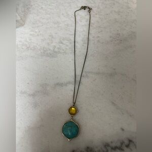 Lucky Brand Turquoise and Yellow Pendant Necklace